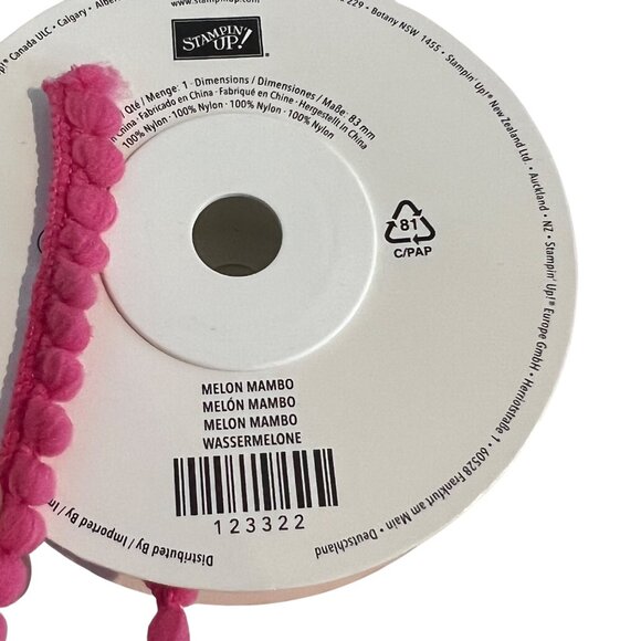 Pom-Pom Trim & Floral Ribbon Spools Set 4.6-15 Yards Yellow & Pink Pom-Poms Mult - Picture 7 of 7